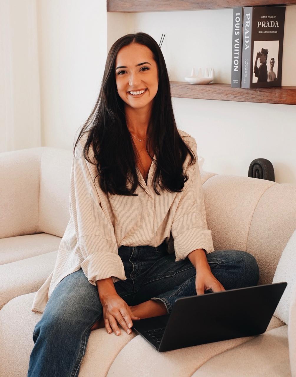 Jo Maxwell, creative director, working from a sunlit studio